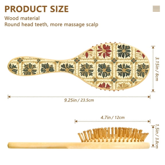 YAZAOO Soft Hair Brush Hair Comb Detangler Golden Garden Blooms Smoothing Hair Care Beauty Gift