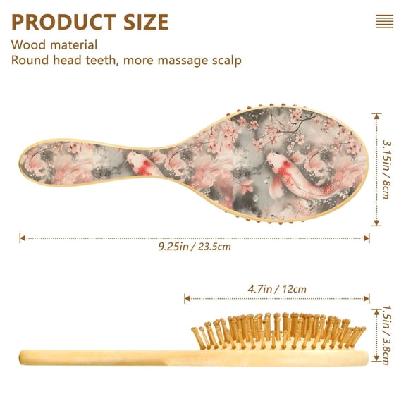 YAZAOO Soft Hair Brush Hair Comb Detangler Goldfish Painting Smoothing Hair Care Beauty Gift