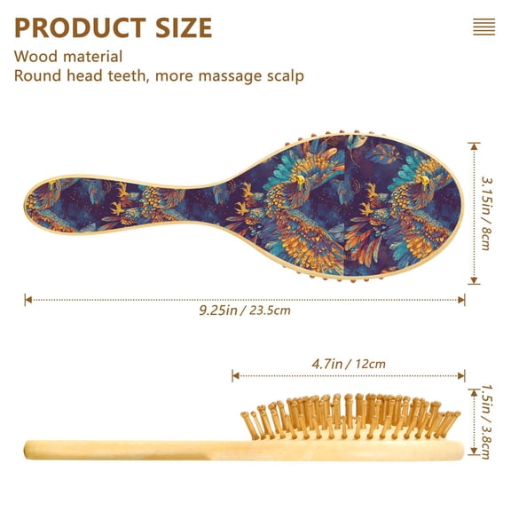 YAZAOO Soft Hair Brush Hair Comb Detangler Green Bird Patren Smoothing Hair Care Beauty Gift