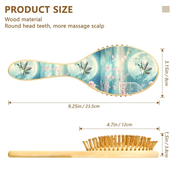 YAZAOO Soft Hair Brush Hair Comb Detangler Hummingbird Moon Flowers Birdcage Water Smoothing Hair Care Beauty Gift