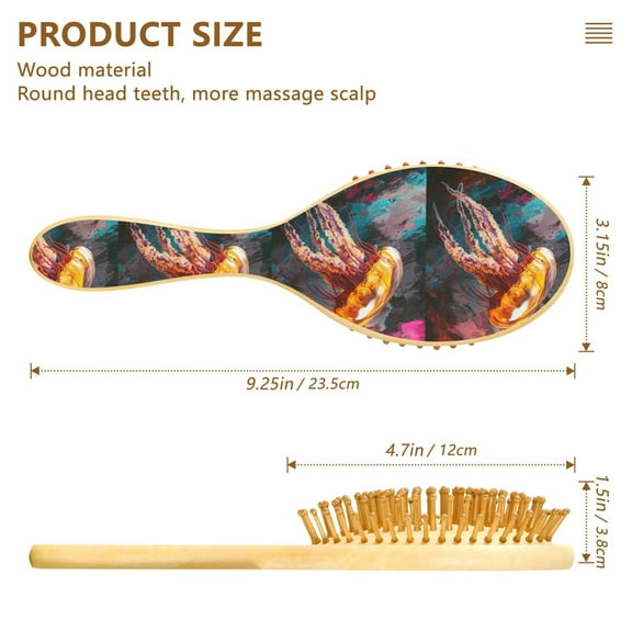 YAZAOO Soft Hair Brush Hair Comb Detangler Jellyfish Colorful Art Smoothing Hair Care Beauty Gift