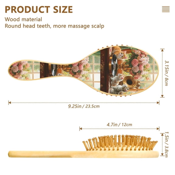 YAZAOO Soft Hair Brush Hair Comb Detangler Kittens Flowers Gramophone Record Smoothing Hair Care Beauty Gift