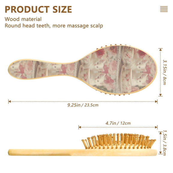 YAZAOO Soft Hair Brush Hair Comb Detangler Kittens Teacups Roses Smoothing Hair Care Beauty Gift
