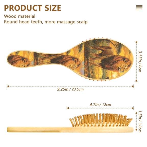 YAZAOO Soft Hair Brush Hair Comb Detangler Lion Standing in Sunset Smoothing Hair Care Beauty Gift