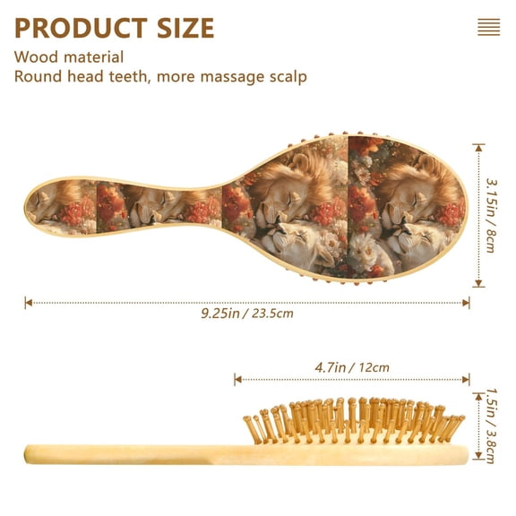 YAZAOO Soft Hair Brush Hair Comb Detangler Lions Resting Flowers Smoothing Hair Care Beauty Gift