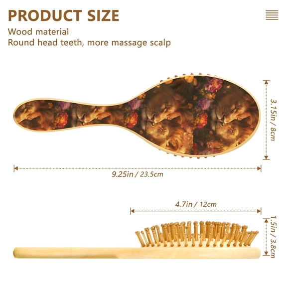 YAZAOO Soft Hair Brush Hair Comb Detangler Lions in Flowers Smoothing Hair Care Beauty Gift