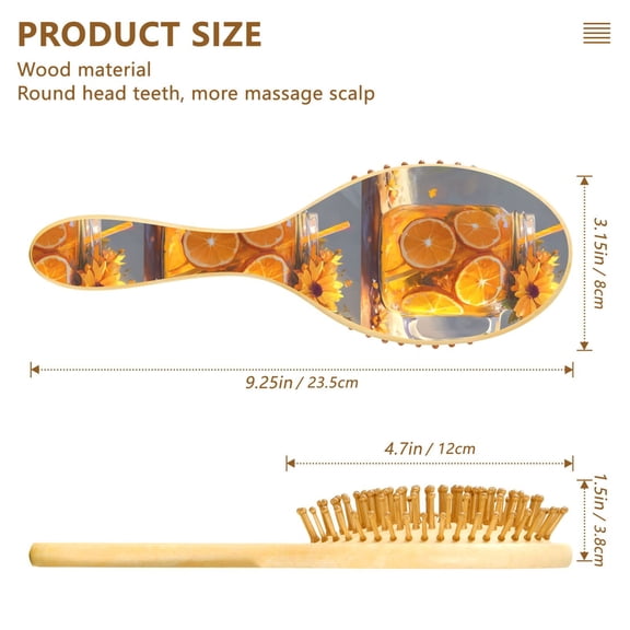 YAZAOO Soft Hair Brush Hair Comb Detangler Orange Tea with Flowers Smoothing Hair Care Beauty Gift