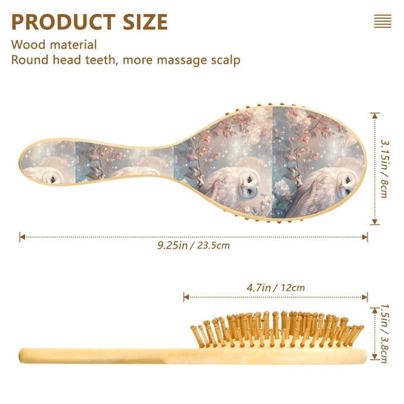 YAZAOO Soft Hair Brush Hair Comb Detangler Owl with Flowers Smoothing Hair Care Beauty Gift