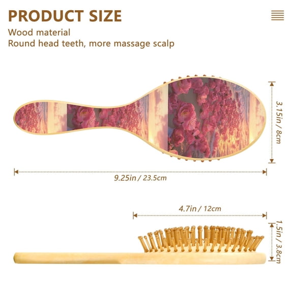 YAZAOO Soft Hair Brush Hair Comb Detangler Pink Flowers on Beach Sunset Smoothing Hair Care Beauty Gift