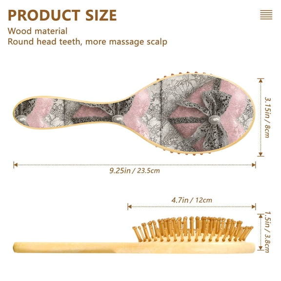 YAZAOO Soft Hair Brush Hair Comb Detangler Pink Heart Lace Ribbon Smoothing Hair Care Beauty Gift