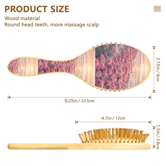 YAZAOO Soft Hair Brush Hair Comb Detangler Pink Roses on Beach Shore Smoothing Hair Care Beauty Gift