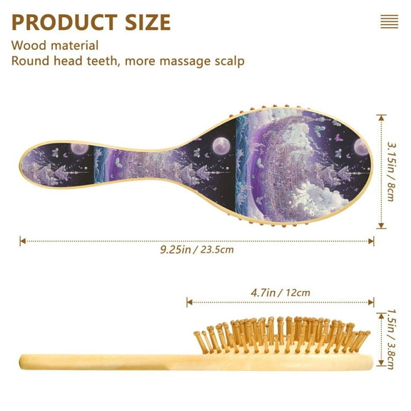 YAZAOO Soft Hair Brush Hair Comb Detangler Purple Crystal Boat Printing Smoothing Hair Care Beauty Gift