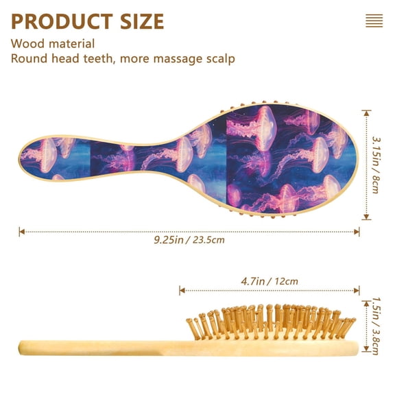 YAZAOO Soft Hair Brush Hair Comb Detangler Purple Jellyfish Painting Smoothing Hair Care Beauty Gift