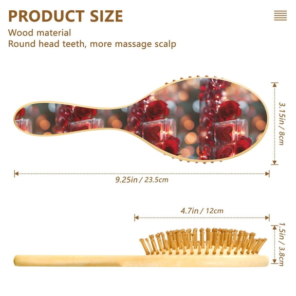 YAZAOO Soft Hair Brush Hair Comb Detangler Red Heart Candles and Petals Smoothing Hair Care Beauty Gift