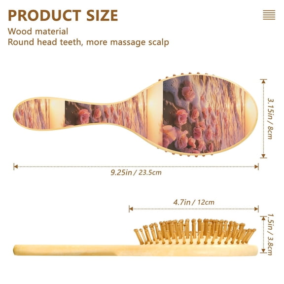YAZAOO Soft Hair Brush Hair Comb Detangler Roses on Beach at Sunset Smoothing Hair Care Beauty Gift