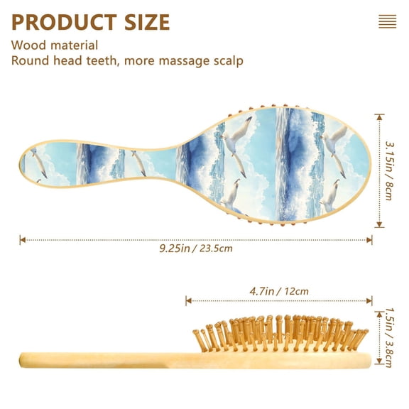 YAZAOO Soft Hair Brush Hair Comb Detangler Seagulls over Ocean Waves Smoothing Hair Care Beauty Gift