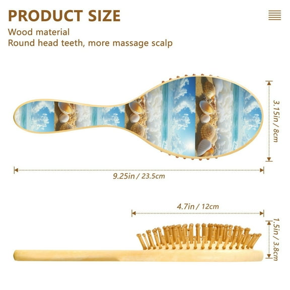 YAZAOO Soft Hair Brush Hair Comb Detangler Seashells on Sandy Beach Smoothing Hair Care Beauty Gift