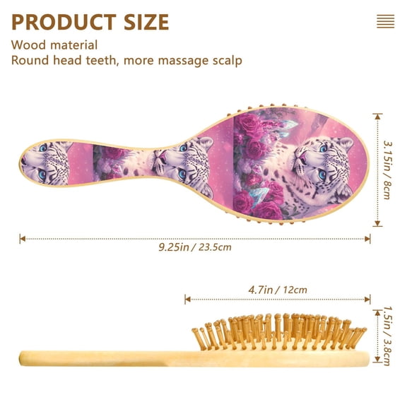YAZAOO Soft Hair Brush Hair Comb Detangler Snow Leopard Fantasy Art Smoothing Hair Care Beauty Gift