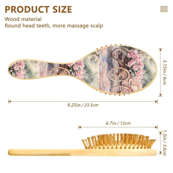 YAZAOO Soft Hair Brush Hair Comb Detangler Victorian Carriage Roses Pattern Smoothing Hair Care Beauty Gift