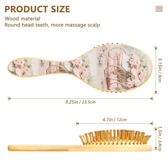 YAZAOO Soft Hair Brush Hair Comb Detangler Victorian Carriage Roses Smoothing Hair Care Beauty Gift