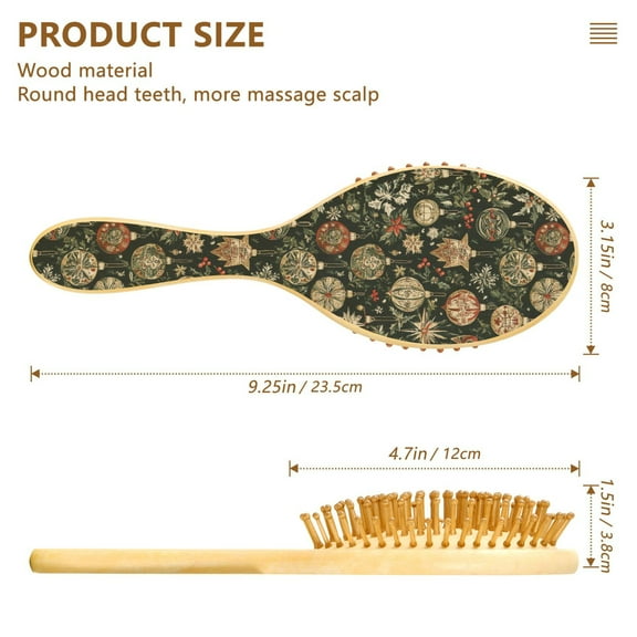 YAZAOO Soft Hair Brush Hair Comb Detangler Vintage Holiday Ornaments Smoothing Hair Care Beauty Gift