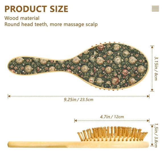 YAZAOO Soft Hair Brush Hair Comb Detangler Vintage Holiday Ornaments Smoothing Hair Care Beauty Gift