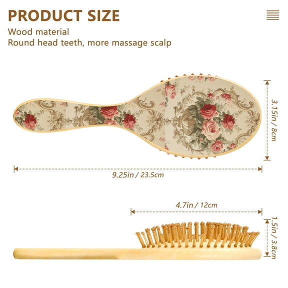 YAZAOO Soft Hair Brush Hair Comb Detangler Vintage Rose Bouquet Smoothing Hair Care Beauty Gift