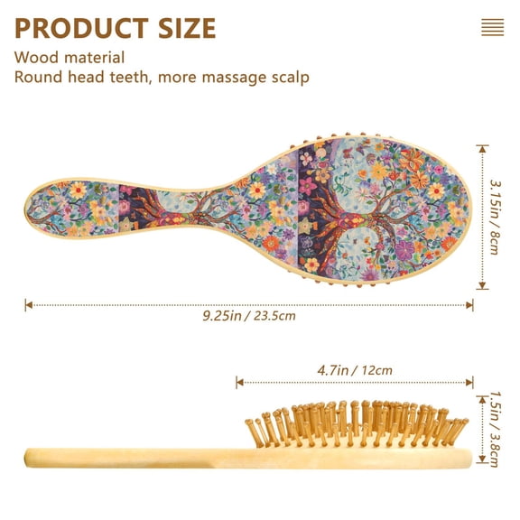 YAZAOO Soft Hair Brush Hair Comb Detangler Watercolor Tree Printing Smoothing Hair Care Beauty Gift