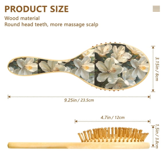YAZAOO Soft Hair Brush Hair Comb Detangler White Flowers Blooming Smoothing Hair Care Beauty Gift
