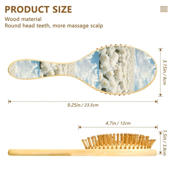 YAZAOO Soft Hair Brush Hair Comb Detangler White Roses with Mountains Background Smoothing Hair Care Beauty Gift