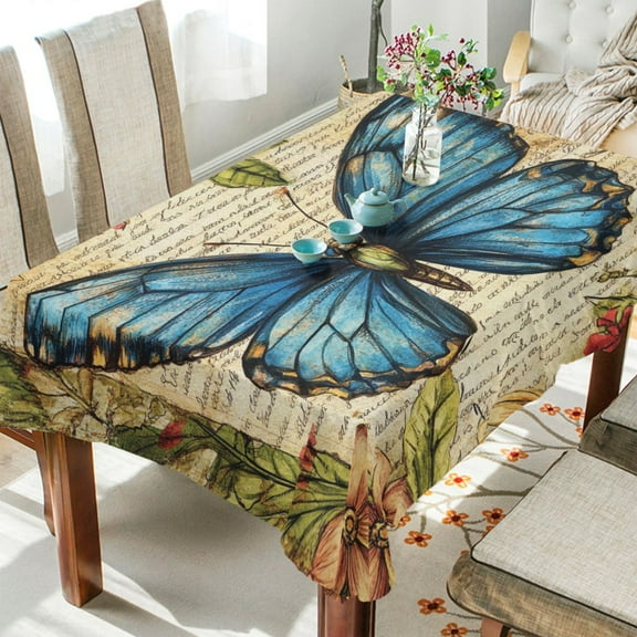 YAZAOO Square Tablecloth Blue Butterfly Pattern Pattern Tableclothes