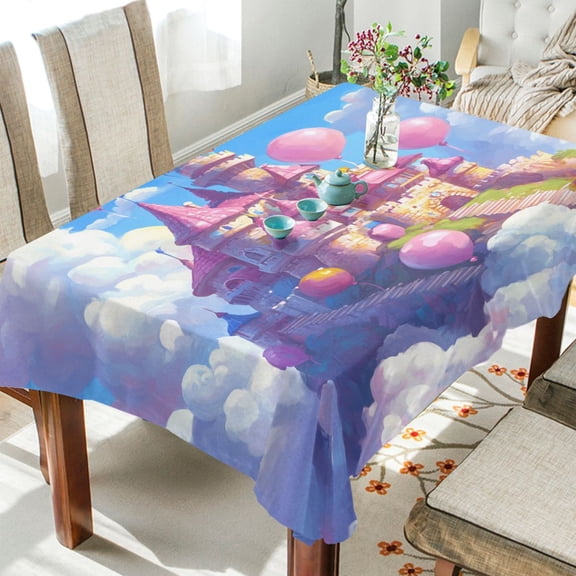 YAZAOO Square Tablecloth Cartoon Candy Castle Pattern Tableclothes