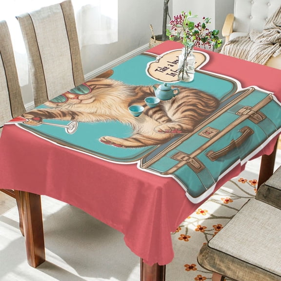 YAZAOO Square Tablecloth Cat Site Box Pattern Tableclothes