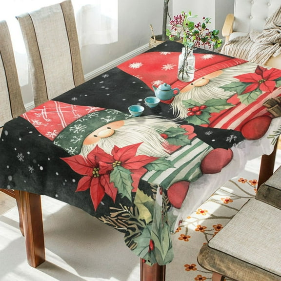 YAZAOO Square Tablecloth Chrismas Dwarf Pattern Tableclothes