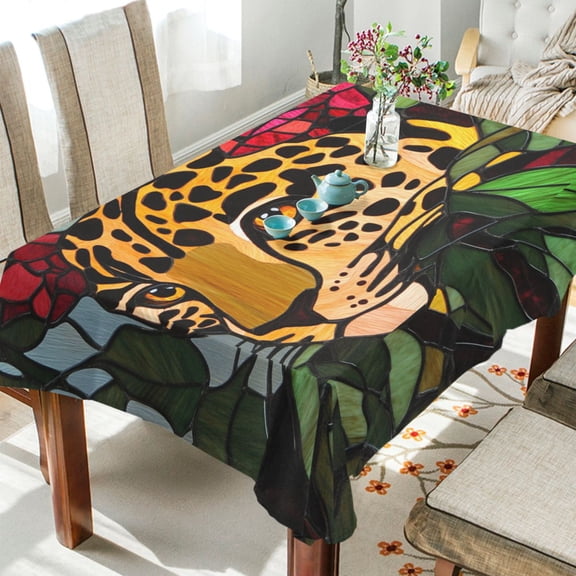 YAZAOO Square Tablecloth Christmas Leopard Print Pattern Tableclothes