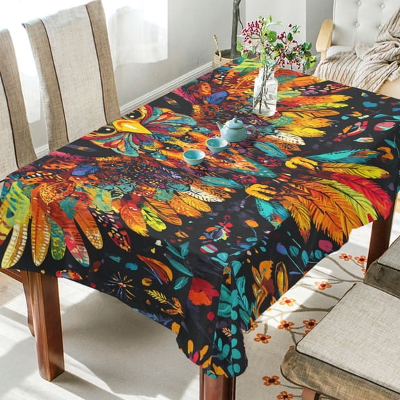YAZAOO Square Tablecloth Colorful Bird Pattern Tableclothes