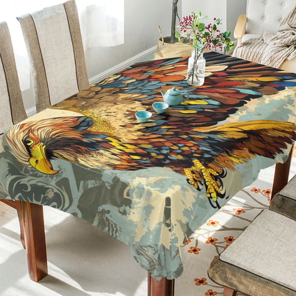 YAZAOO Square Tablecloth Colorful Bird Print Pattern Tableclothes