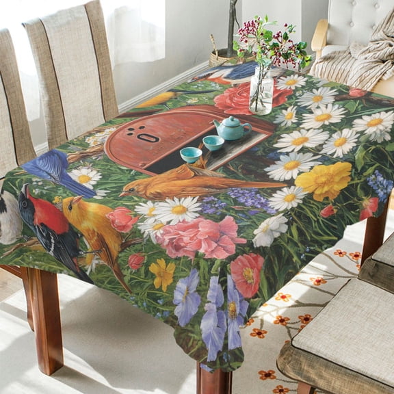 YAZAOO Square Tablecloth Colorful Various Birds Pattern Tableclothes