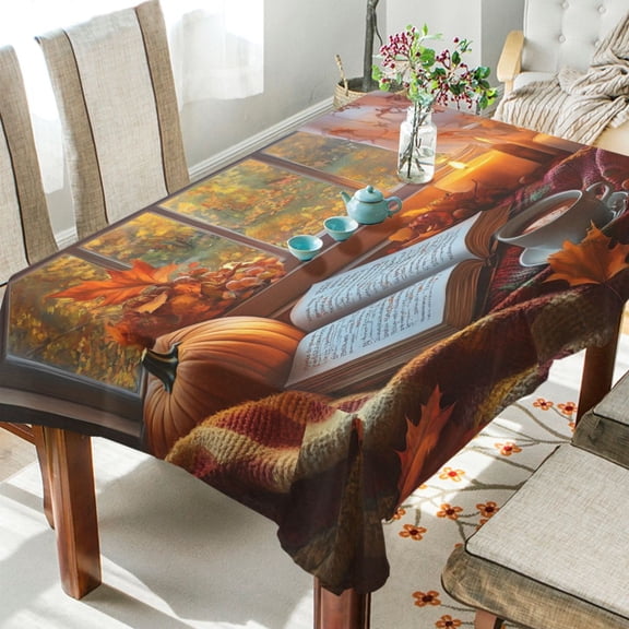 YAZAOO Square Tablecloth Cozy Autumn Reading Nook Pattern Tableclothes