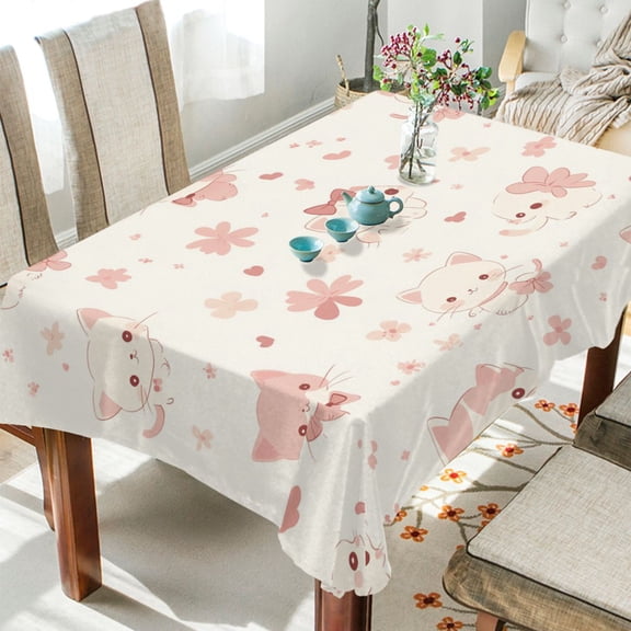 YAZAOO Square Tablecloth Cute Cat Blossom Pattern Pattern Tableclothes