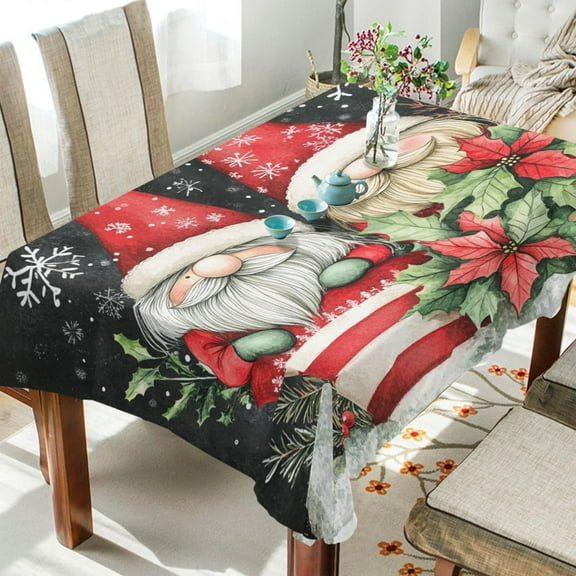 YAZAOO Square Tablecloth Cute Chrismas Dwarf Pattern Tableclothes