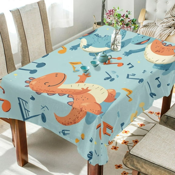 YAZAOO Square Tablecloth Cute Dinosaur Pattern Tableclothes