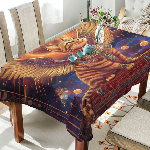 YAZAOO Square Tablecloth Cute Wing Cat Pattern Tableclothes