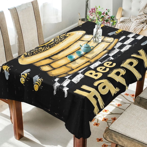 YAZAOO Square Tablecloth Drawing Bee Pattern Pattern Tableclothes