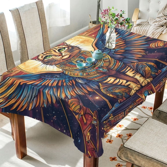 YAZAOO Square Tablecloth Egypt Style Cat Print Pattern Tableclothes