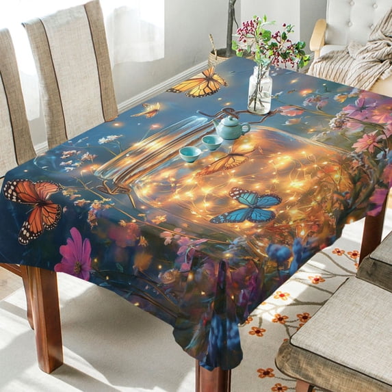 YAZAOO Square Tablecloth Fairy Lights Pattern Tableclothes