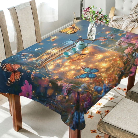 YAZAOO Square Tablecloth Fairy Lights Pattern Tableclothes