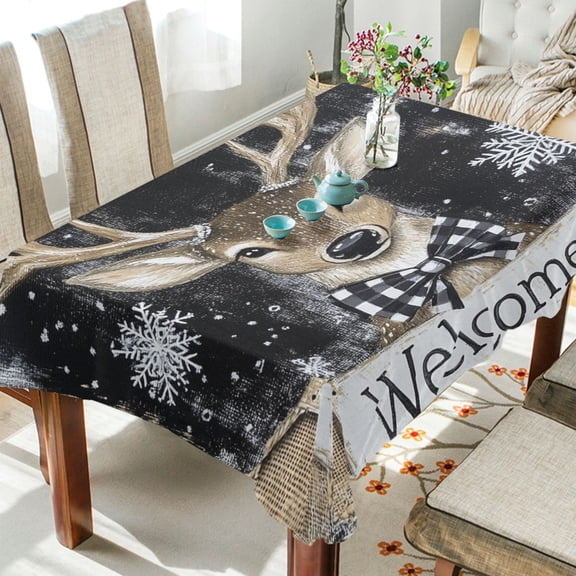 YAZAOO Square Tablecloth Illustration Of Deer Pattern Tableclothes