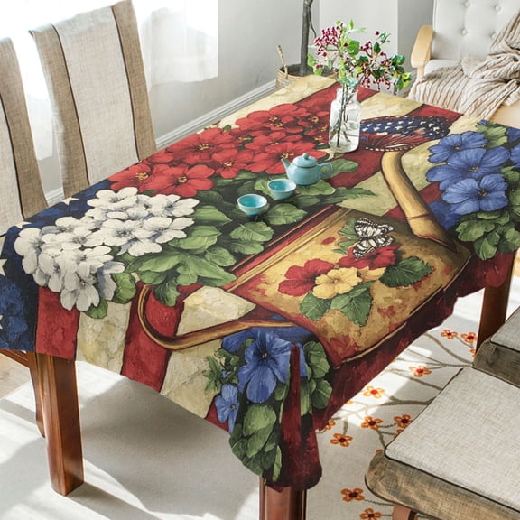 YAZAOO Square Tablecloth Kettle Flag Pattern Tableclothes