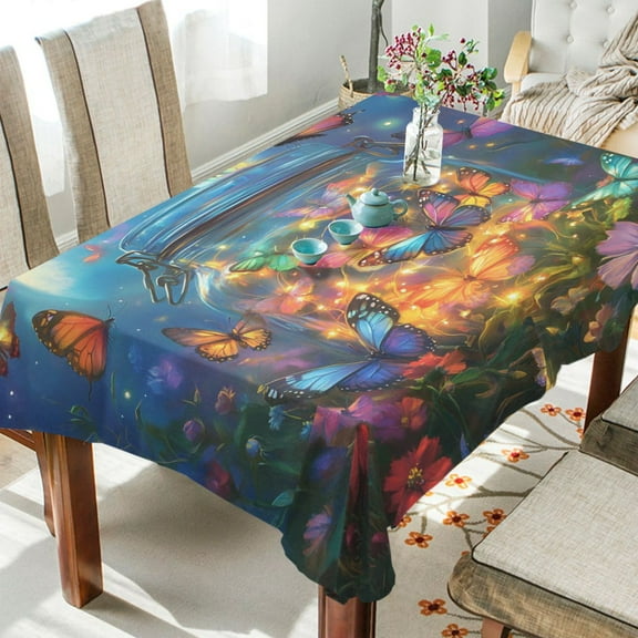 YAZAOO Square Tablecloth Lights Of Fairy Pattern Tableclothes
